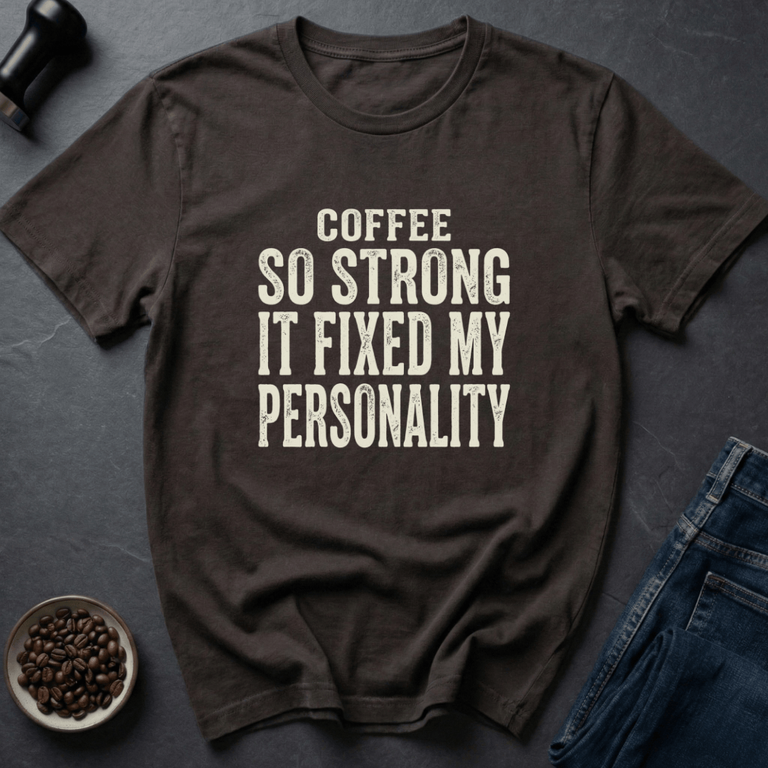 Coffee graphic Fixed Personality T-Shirt in Dark Chocolate / S by Caffeine Dept