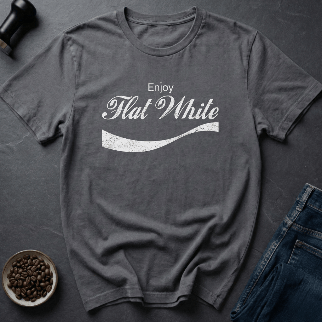 Coffee graphic Flat White T-Shirt in Charcoal / S by Caffeine Dept