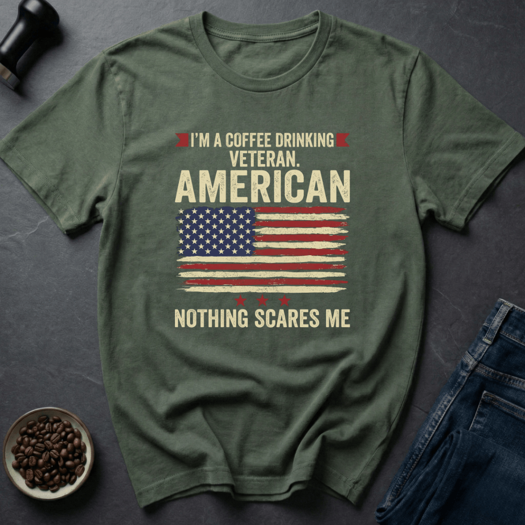 Coffee graphic Freedom Roast T-Shirt in Military Green / S by Caffeine Dept