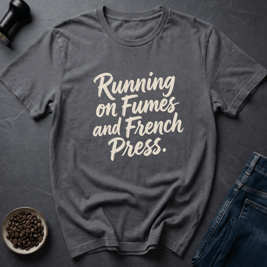 Coffee graphic French Press T-Shirt in Charcoal / S by Caffeine Dept