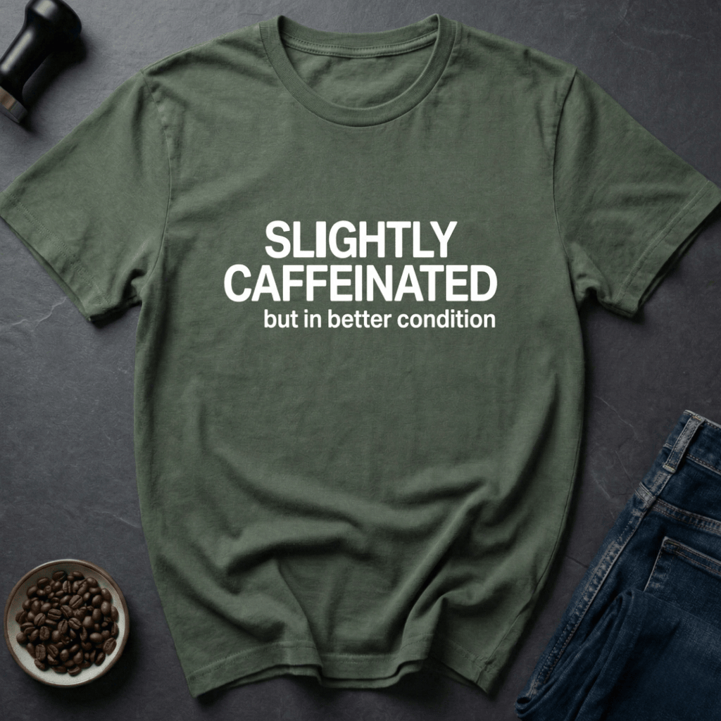 Coffee graphic Functional Caffeine T-Shirt in Military Green / S by Caffeine Dept