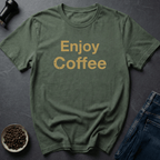 Coffee graphic Gold Bean T-Shirt in Military Green / S by Caffeine Dept