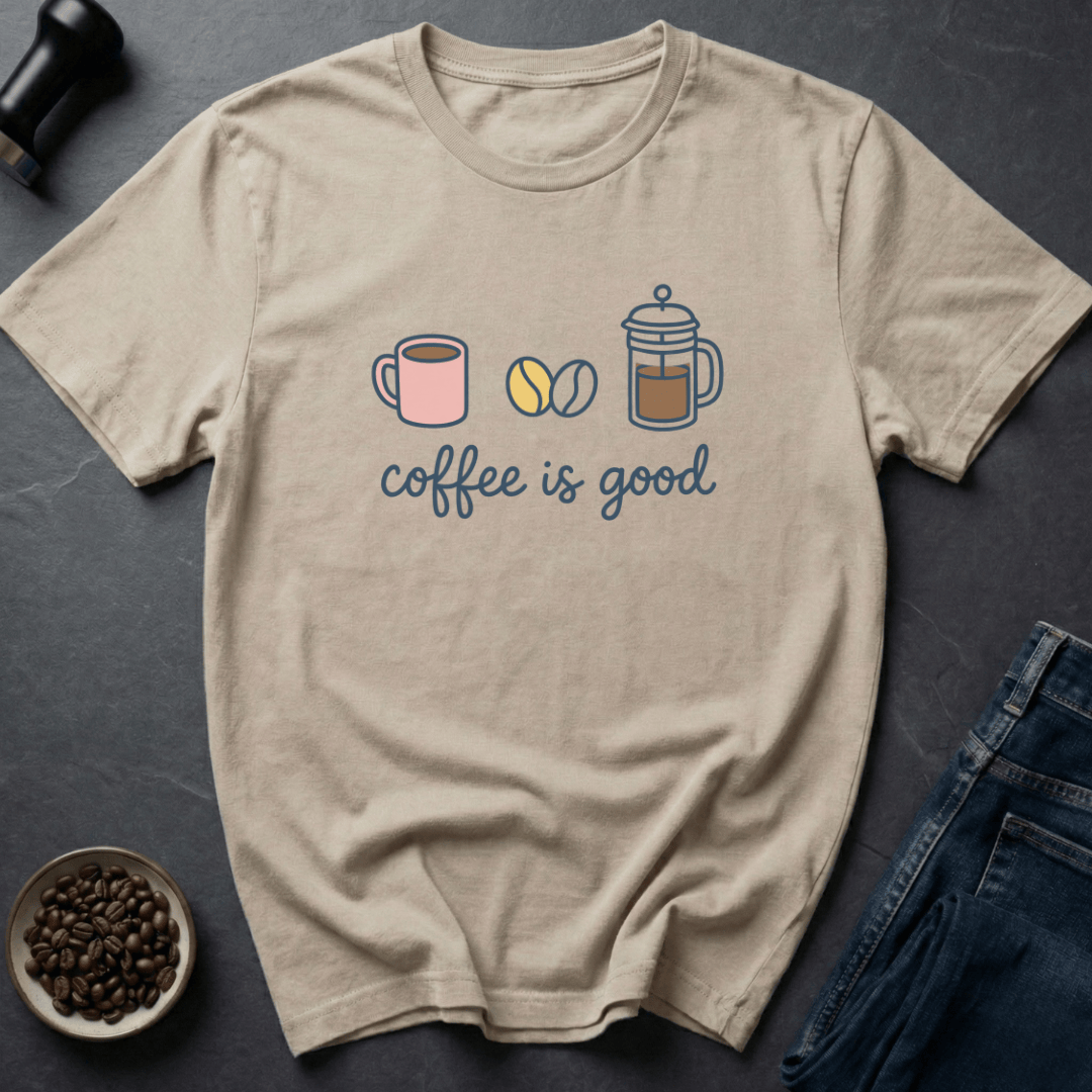 Coffee graphic Good Coffee T-Shirt in Sand / S by Caffeine Dept