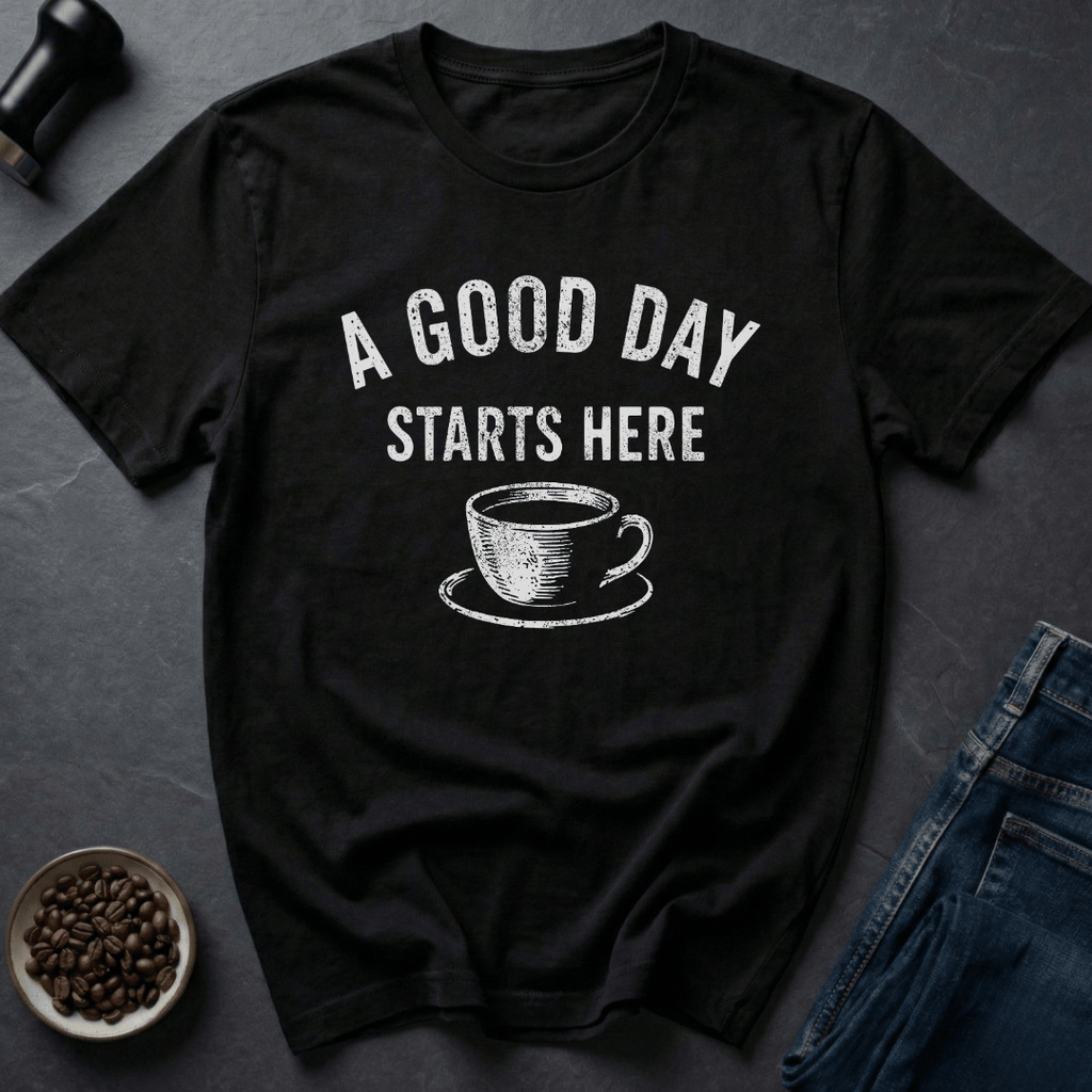 Coffee graphic Good Day T-Shirt in Black / S by Caffeine Dept