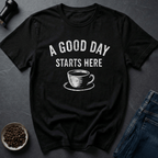 Coffee graphic Good Day T-Shirt in Black / S by Caffeine Dept