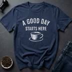 Coffee graphic Good Day T-Shirt in Navy / S by Caffeine Dept
