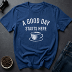 Coffee graphic Good Day T-Shirt in Royal / S by Caffeine Dept