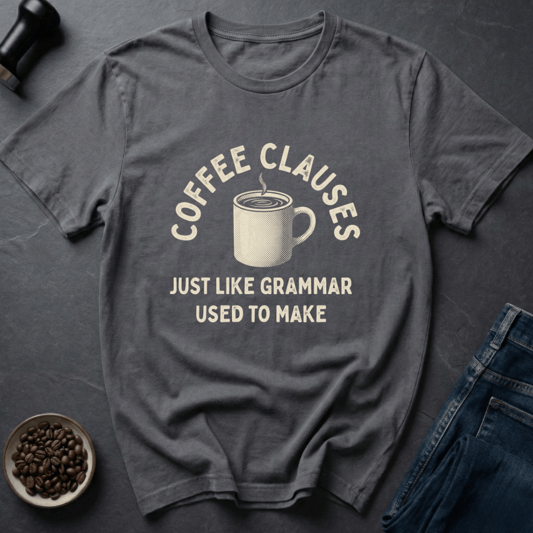 Coffee graphic Grammar Fuel T-Shirt in Charcoal / S by Caffeine Dept