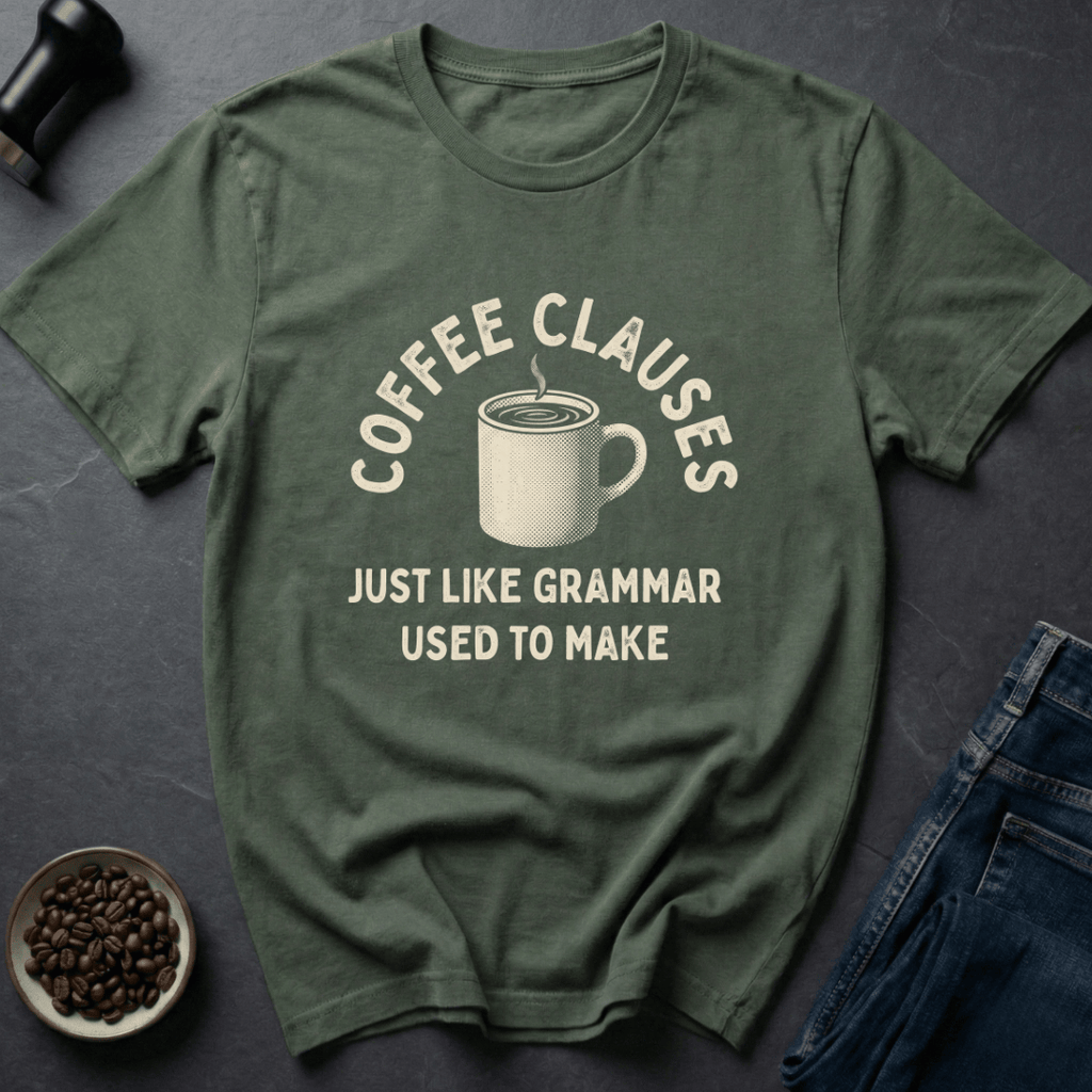 Coffee graphic Grammar Fuel T-Shirt in Military Green / S by Caffeine Dept
