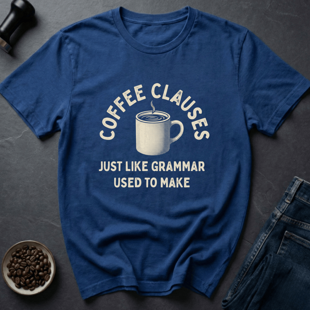 Coffee graphic Grammar Fuel T-Shirt in Royal / S by Caffeine Dept