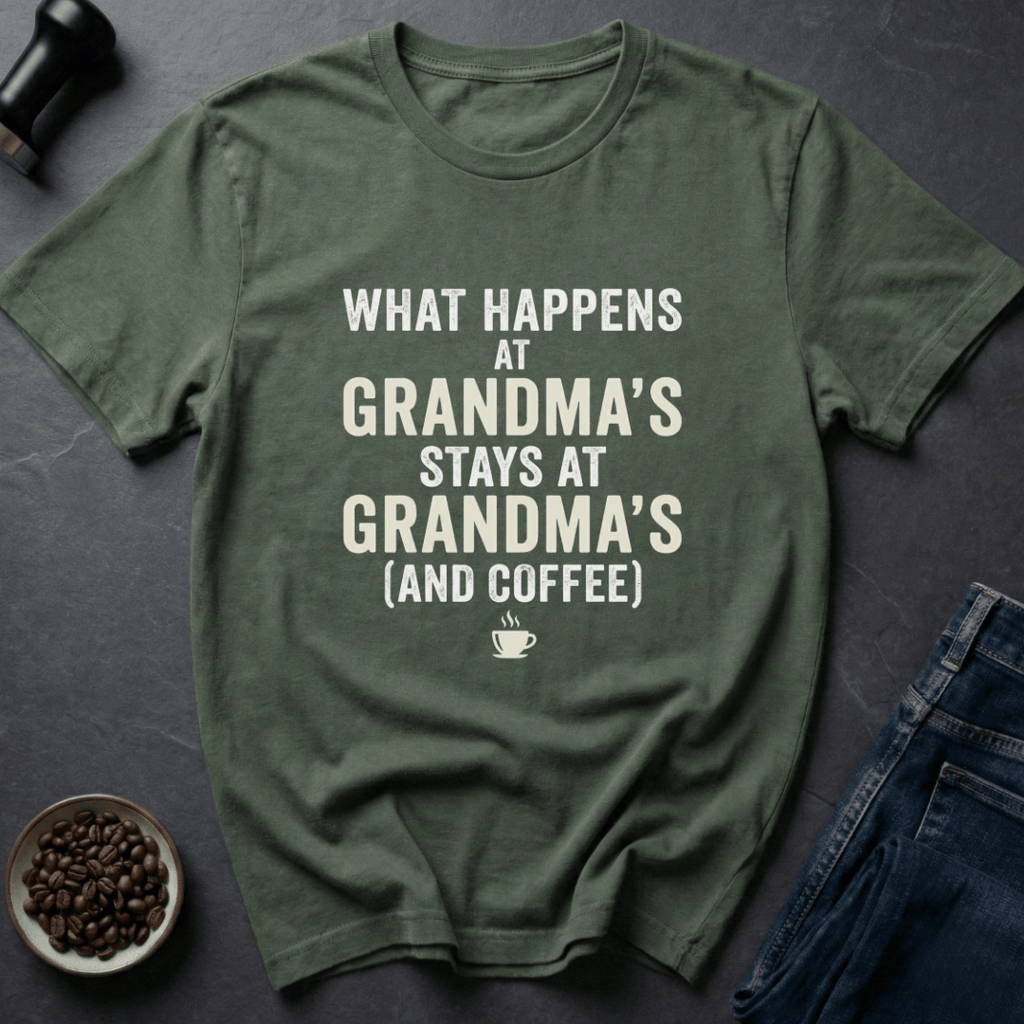 Coffee graphic Grandma Rules T-Shirt in Military Green / S by Caffeine Dept