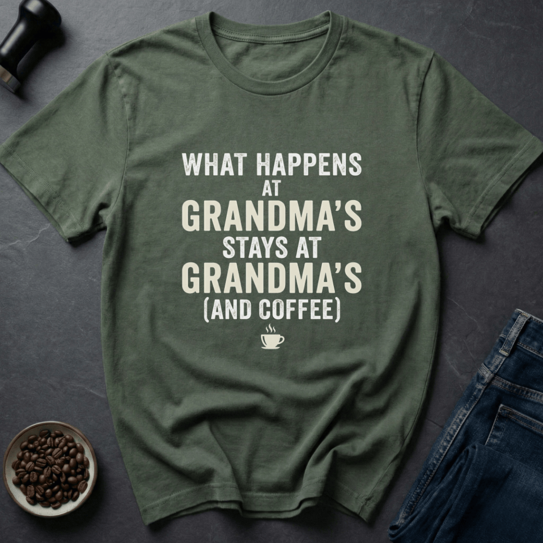 Coffee graphic Grandma Rules T-Shirt in Military Green / S by Caffeine Dept
