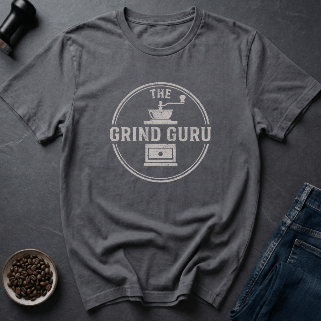 Coffee graphic Grind Guru T-Shirt in Charcoal / S by Caffeine Dept