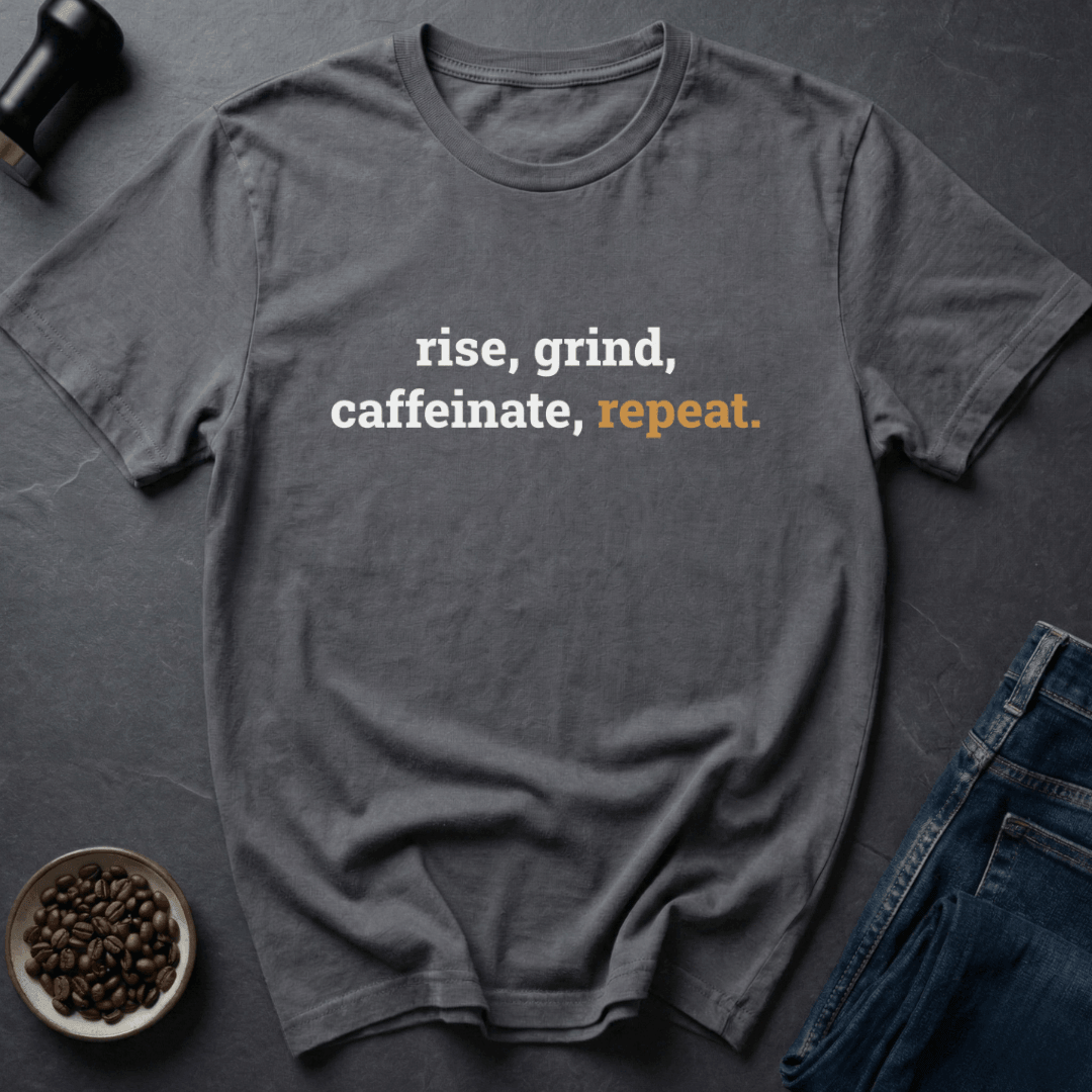 Coffee graphic Grind Repeat T-Shirt in Navy / S by Caffeine Dept