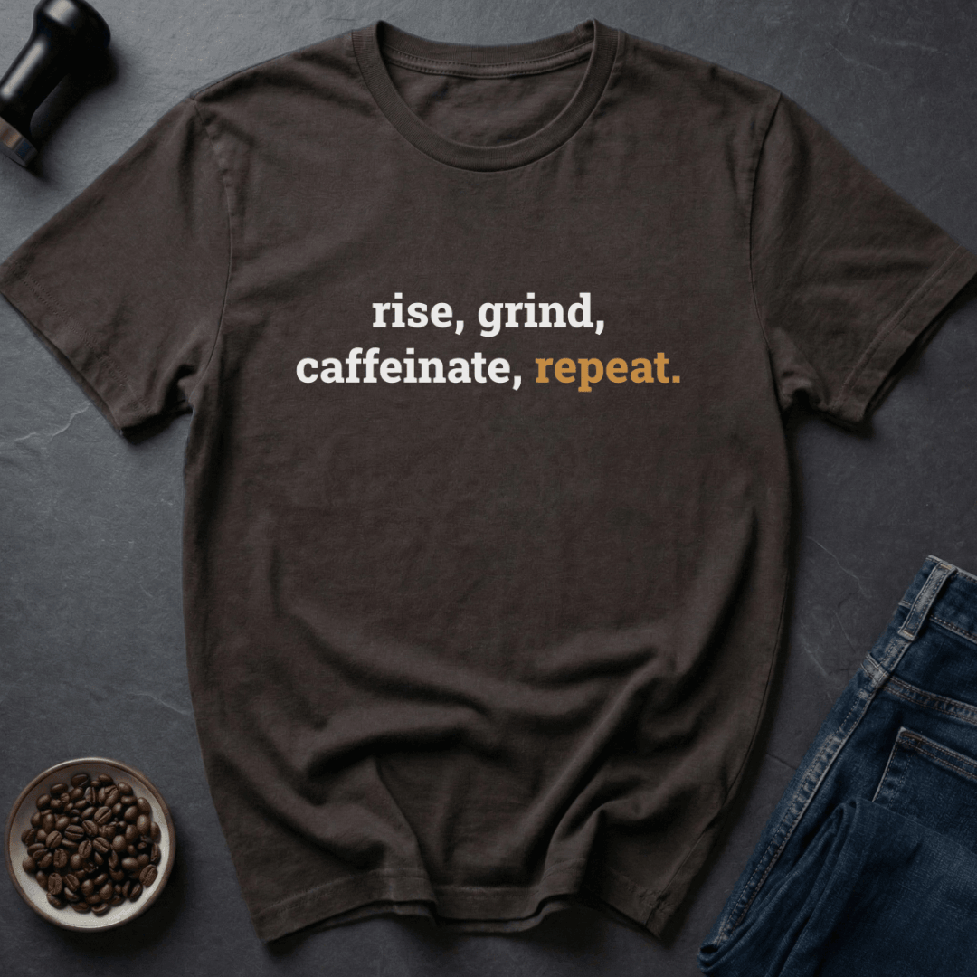 Coffee graphic Grind Repeat T-Shirt in Navy / S by Caffeine Dept