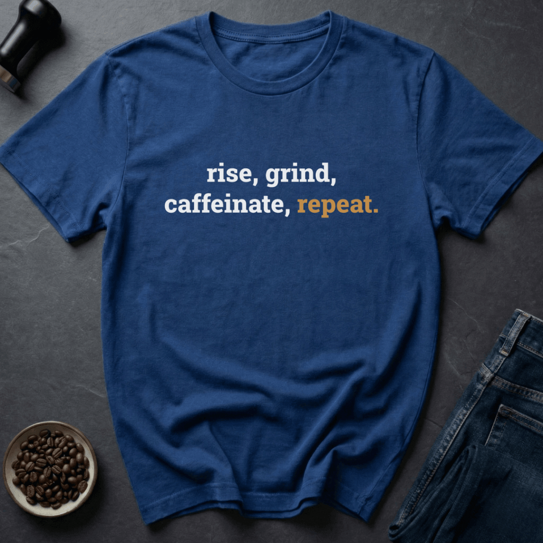 Coffee graphic Grind Repeat T-Shirt in Navy / S by Caffeine Dept