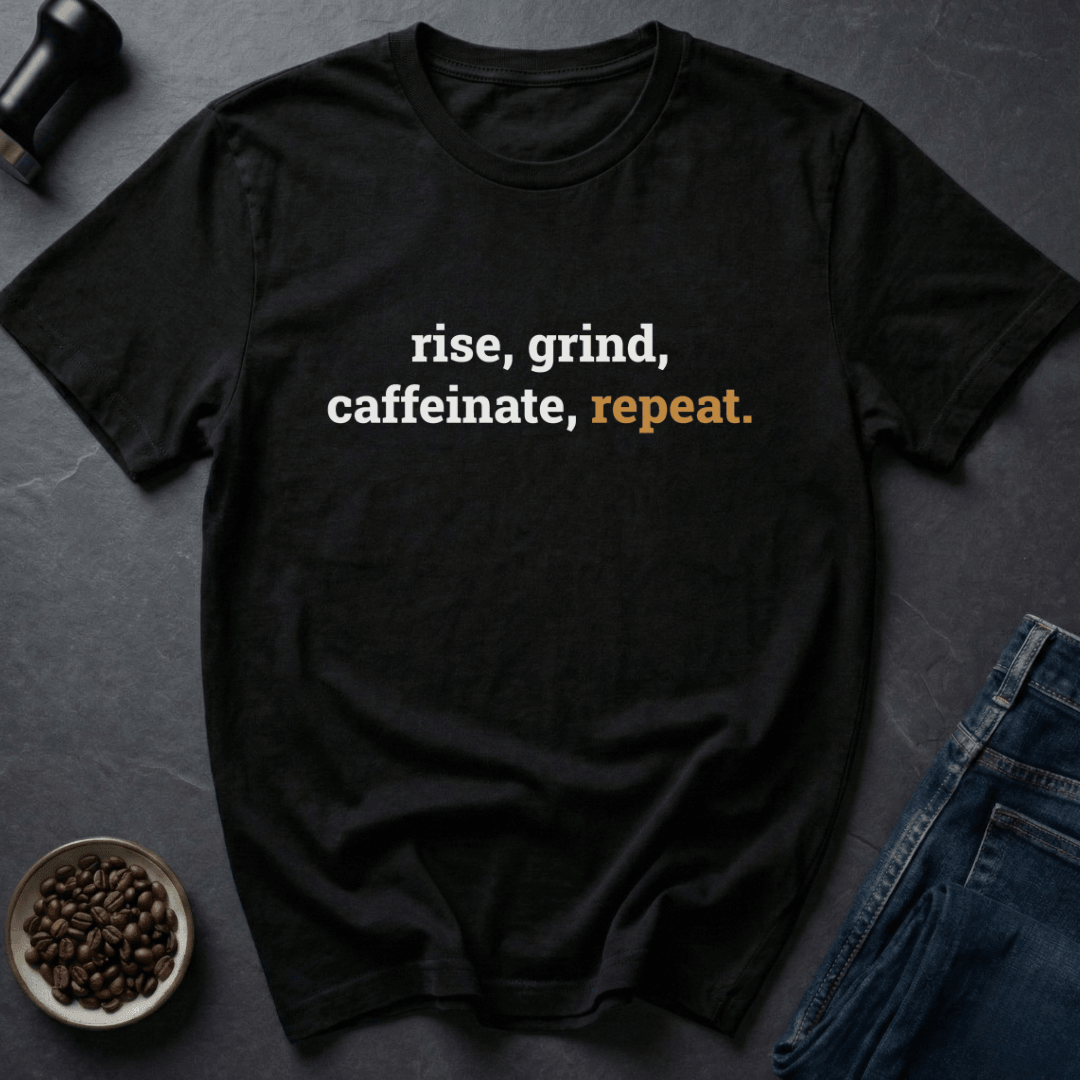 Coffee graphic Grind Repeat T-Shirt in Navy / S by Caffeine Dept