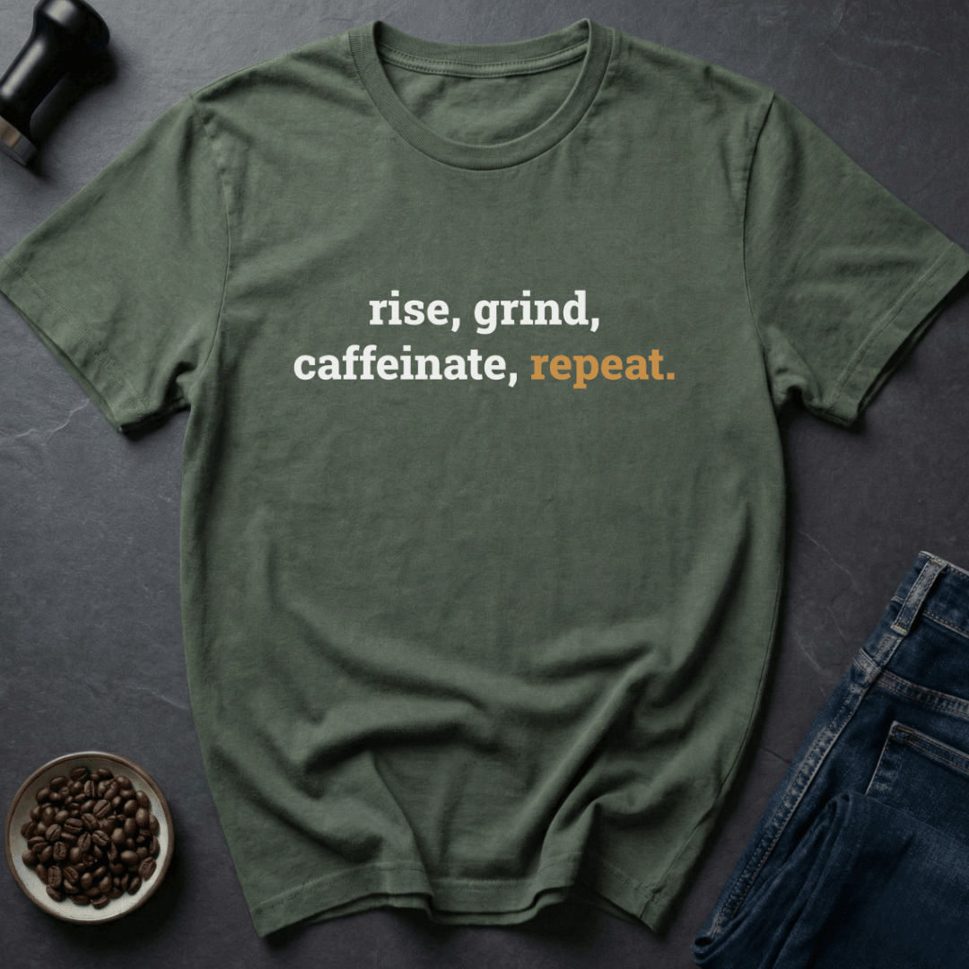 Coffee graphic Grind Repeat T-Shirt in Navy / S by Caffeine Dept