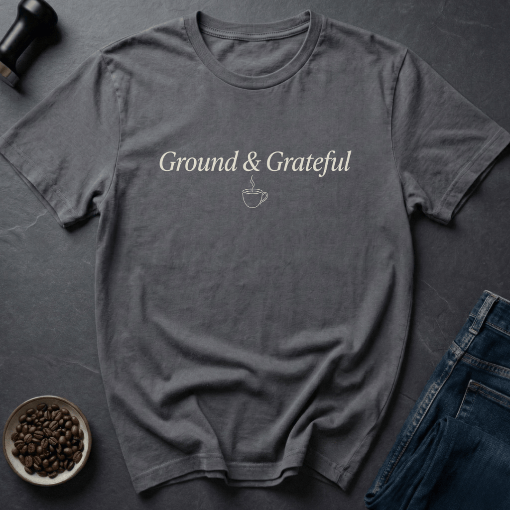 Coffee graphic Ground Grateful T-Shirt in Charcoal / S by Caffeine Dept