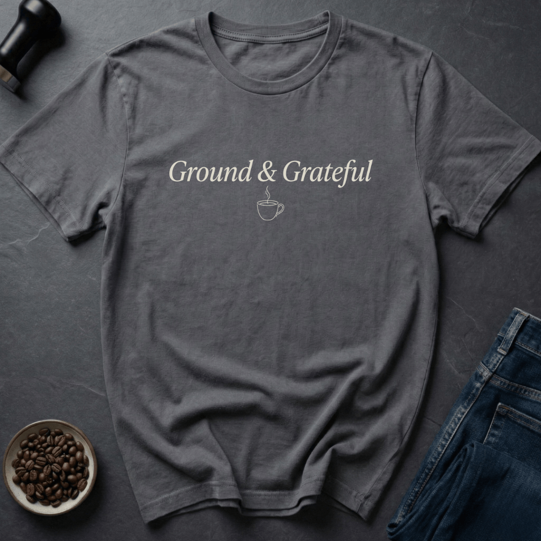 Coffee graphic Ground Grateful T-Shirt in Charcoal / S by Caffeine Dept