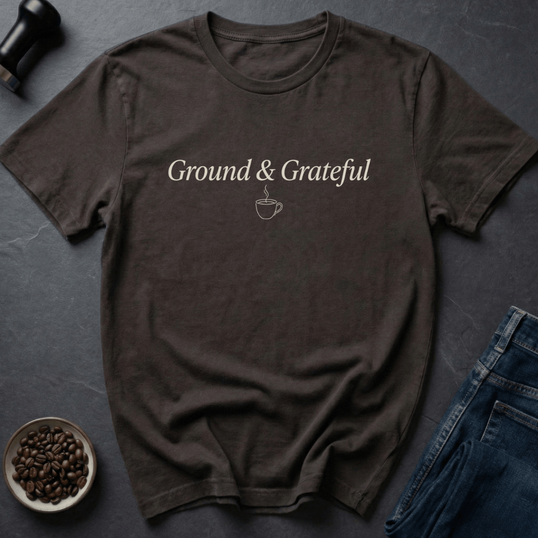 Coffee graphic Ground Grateful T-Shirt in Dark Chocolate / S by Caffeine Dept
