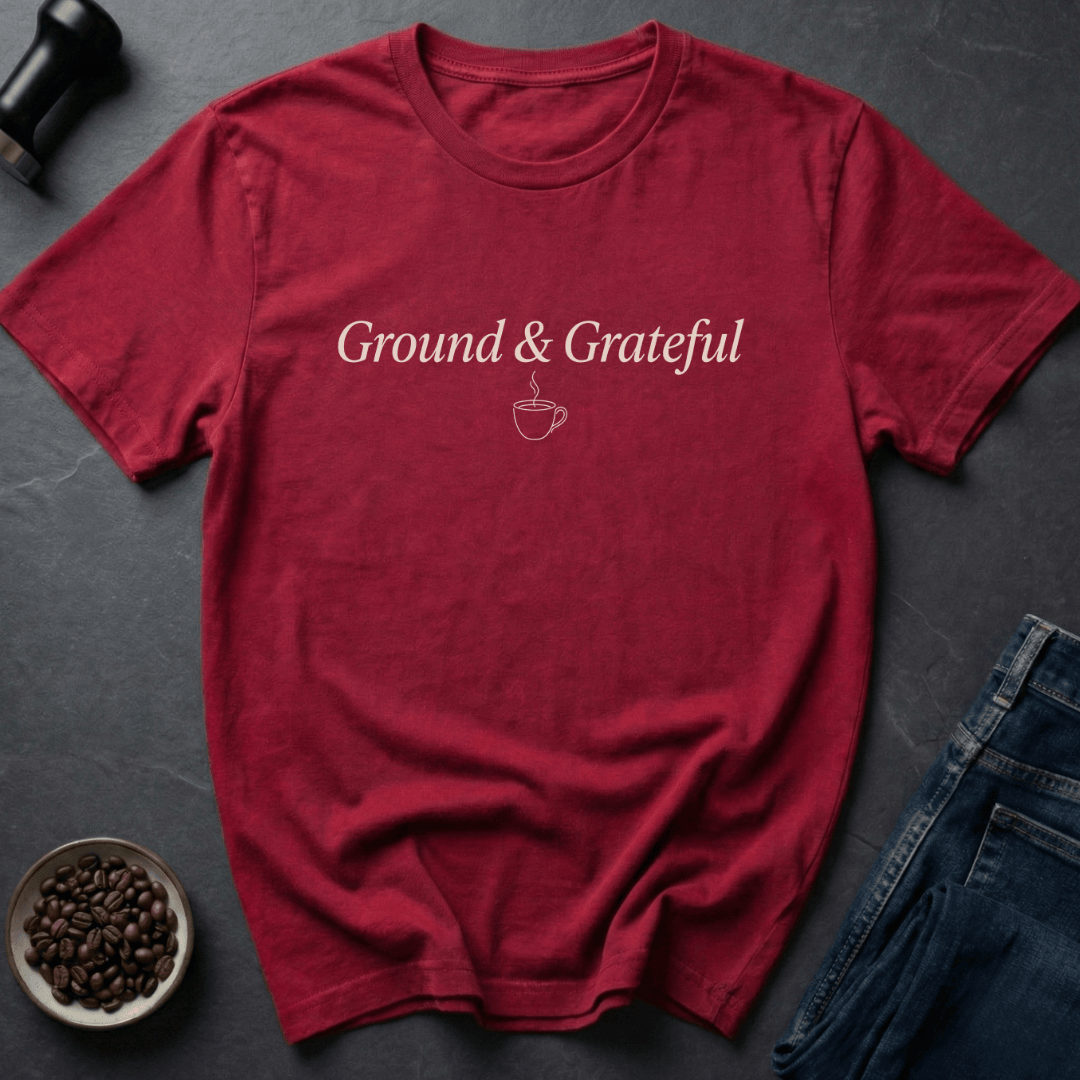 Coffee graphic Ground Grateful T-Shirt in Heather Red / S by Caffeine Dept