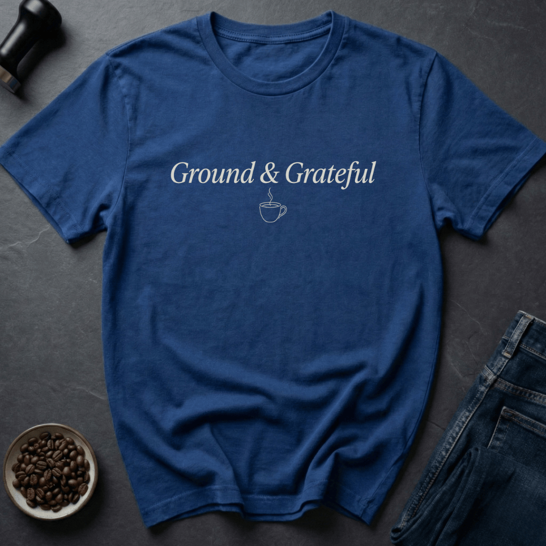 Coffee graphic Ground Grateful T-Shirt in Royal / S by Caffeine Dept