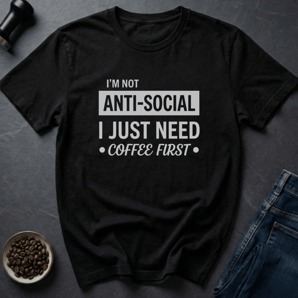 Coffee graphic Grumpy Introvert T-Shirt in Black / S by Caffeine Dept