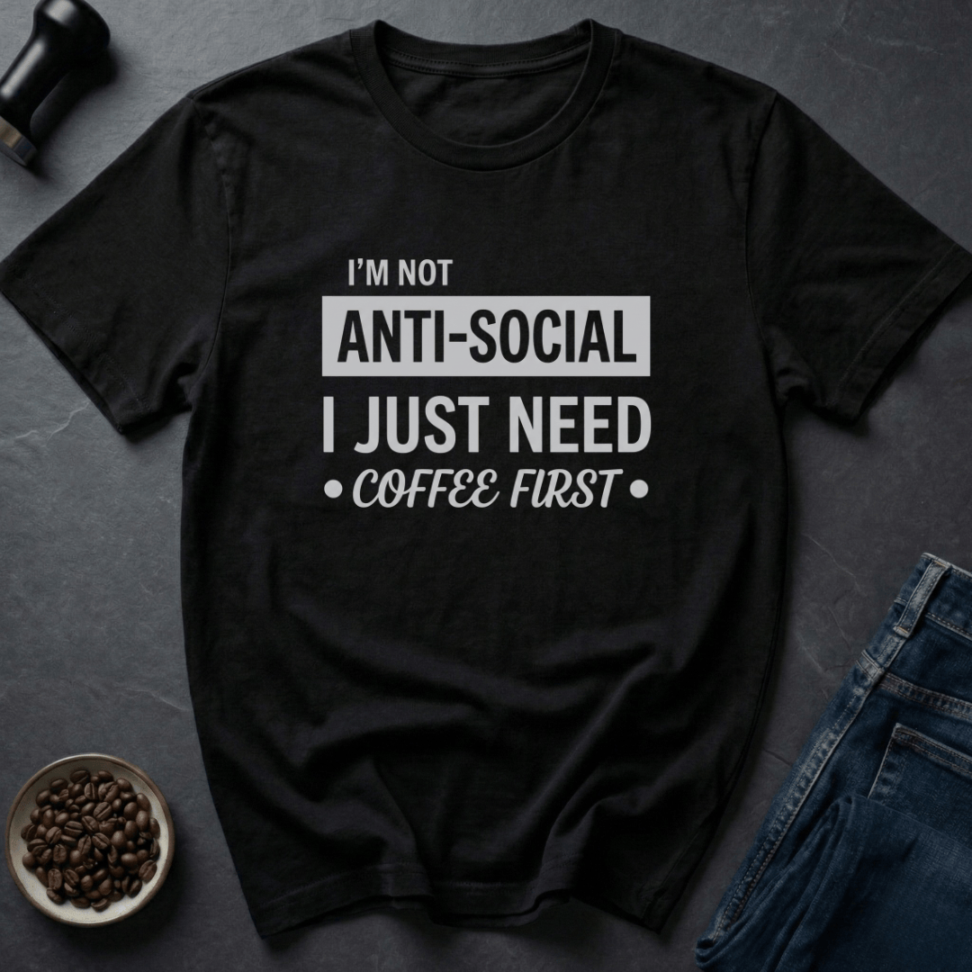 Coffee graphic Grumpy Introvert T-Shirt in Black / S by Caffeine Dept
