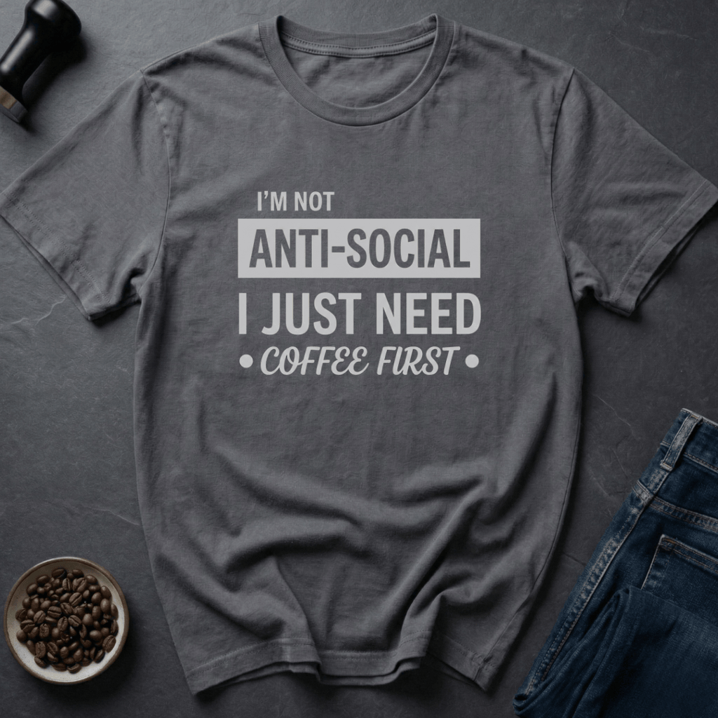 Coffee graphic Grumpy Introvert T-Shirt in Charcoal / S by Caffeine Dept