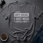 Coffee graphic Grumpy Introvert T-Shirt in Charcoal / S by Caffeine Dept