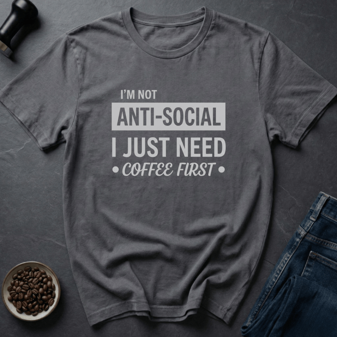 Coffee graphic Grumpy Introvert T-Shirt in Charcoal / S by Caffeine Dept