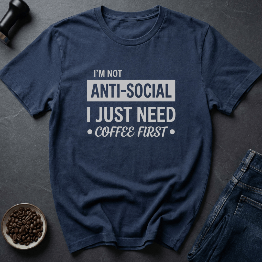 Coffee graphic Grumpy Introvert T-Shirt in Navy / S by Caffeine Dept