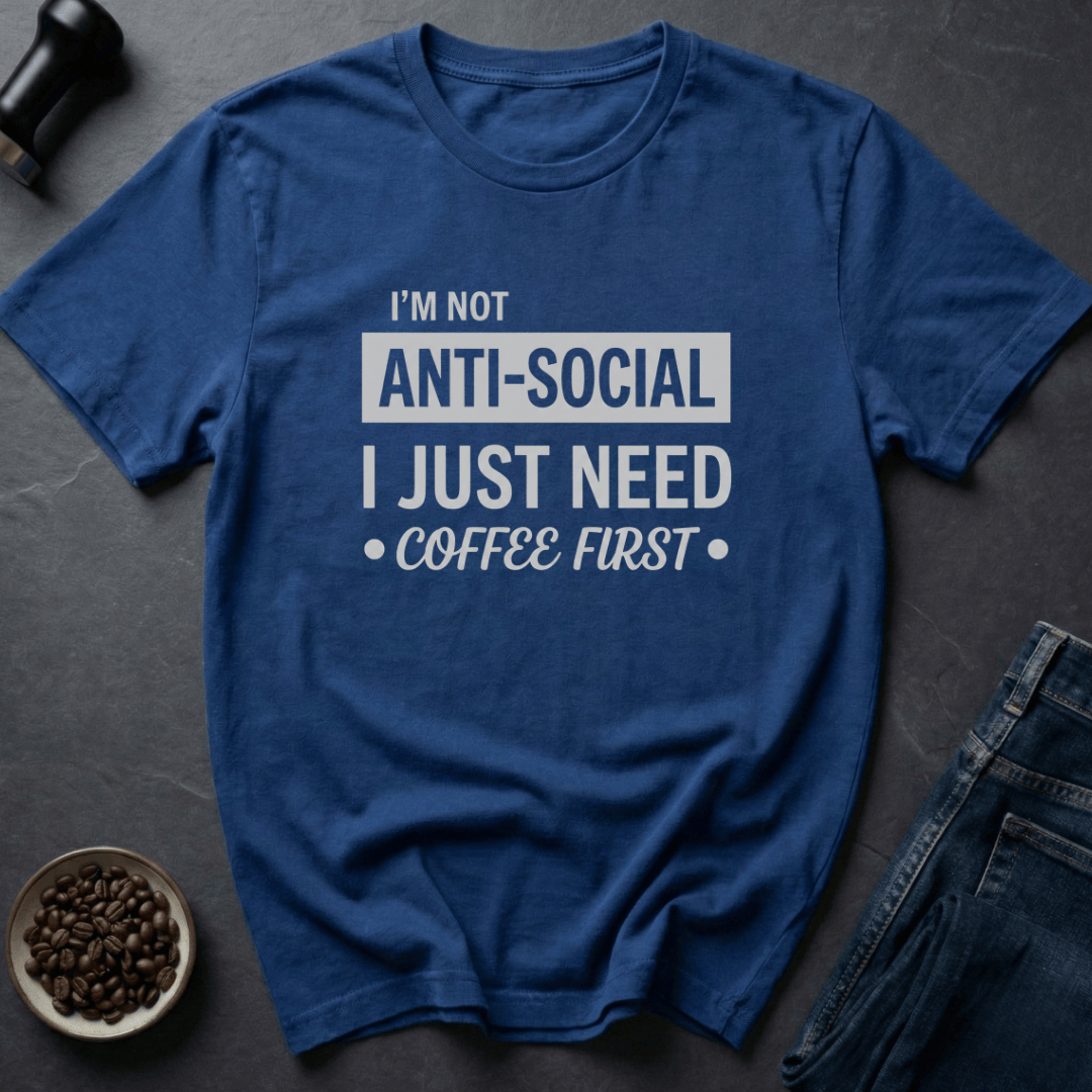 Coffee graphic Grumpy Introvert T-Shirt in Royal / S by Caffeine Dept
