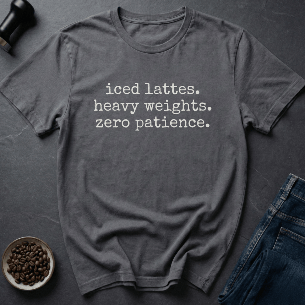 Coffee graphic Gym Coffee Mood T-Shirt in Dark Chocolate / S by Caffeine Dept