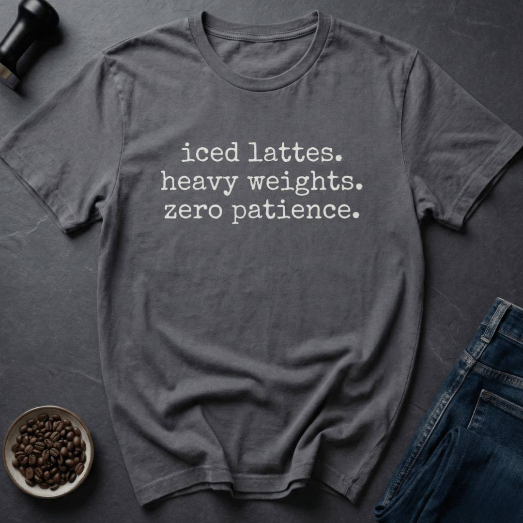 Coffee graphic Gym Coffee Mood T-Shirt in Dark Chocolate / S by Caffeine Dept