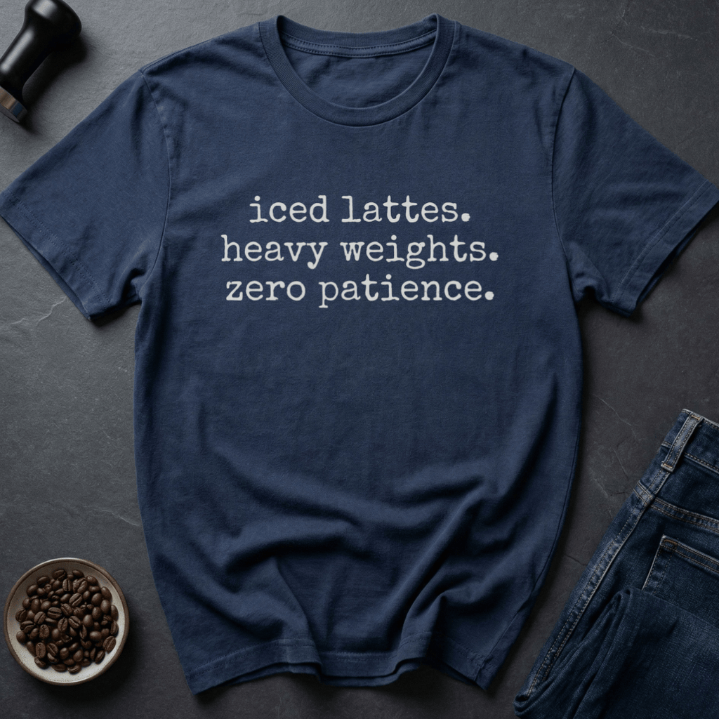 Coffee graphic Gym Coffee Mood T-Shirt in Navy / S by Caffeine Dept