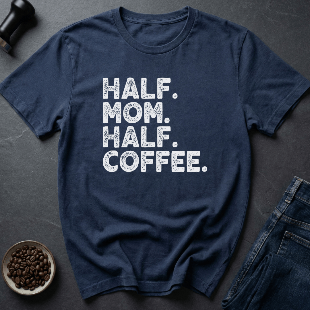 Coffee graphic Half Mom Coffee T-Shirt in Royal / S by Caffeine Dept