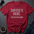 Coffee graphic Hero Brew T-Shirt in Heather Red / S by Caffeine Dept