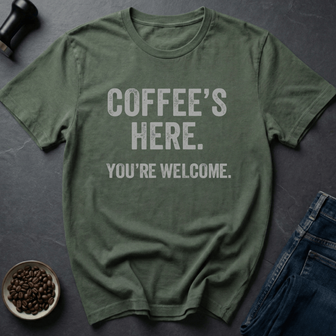 Coffee graphic Hero Brew T-Shirt in Military Green / S by Caffeine Dept
