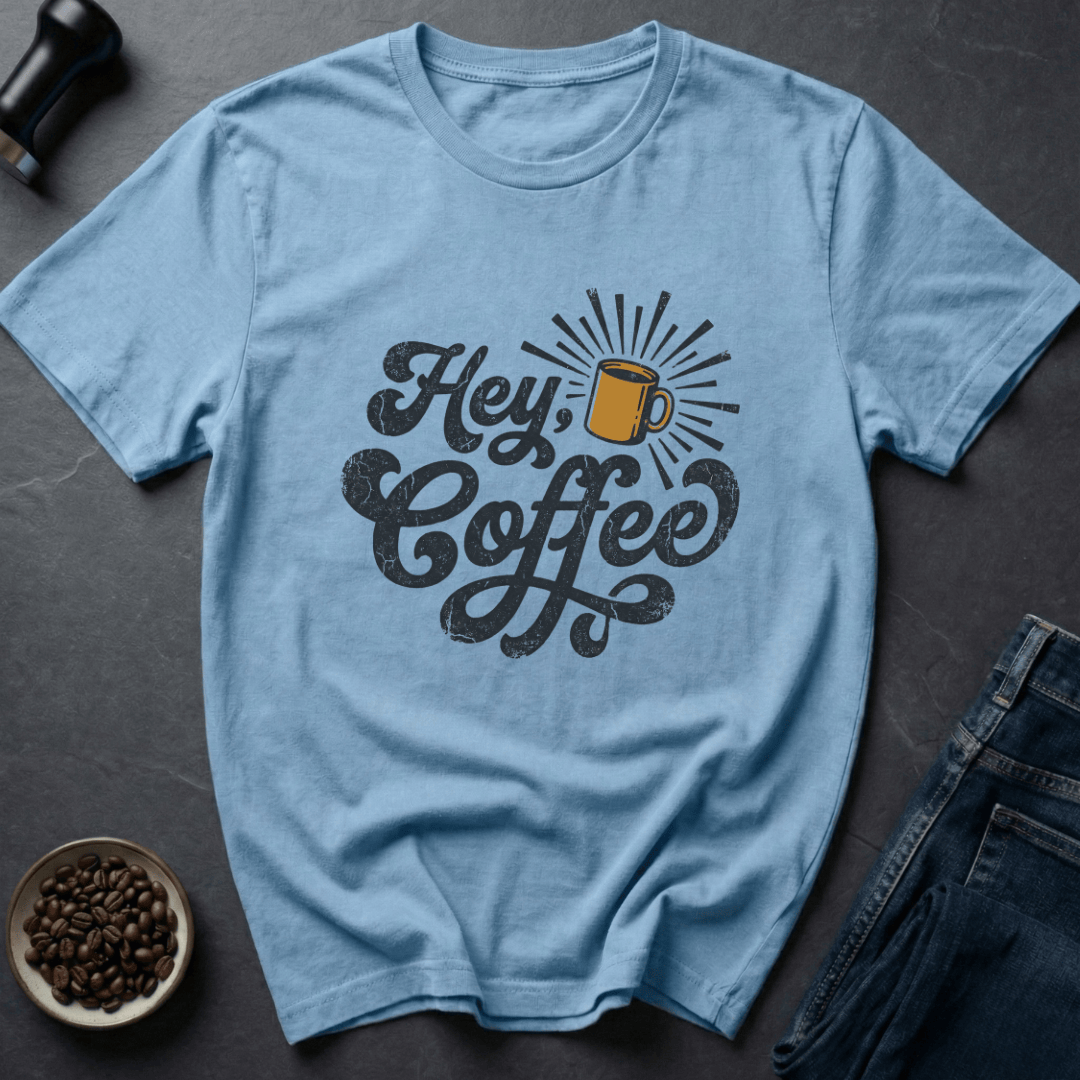 Coffee graphic Hey Coffee T-Shirt in Light Blue / S by Caffeine Dept