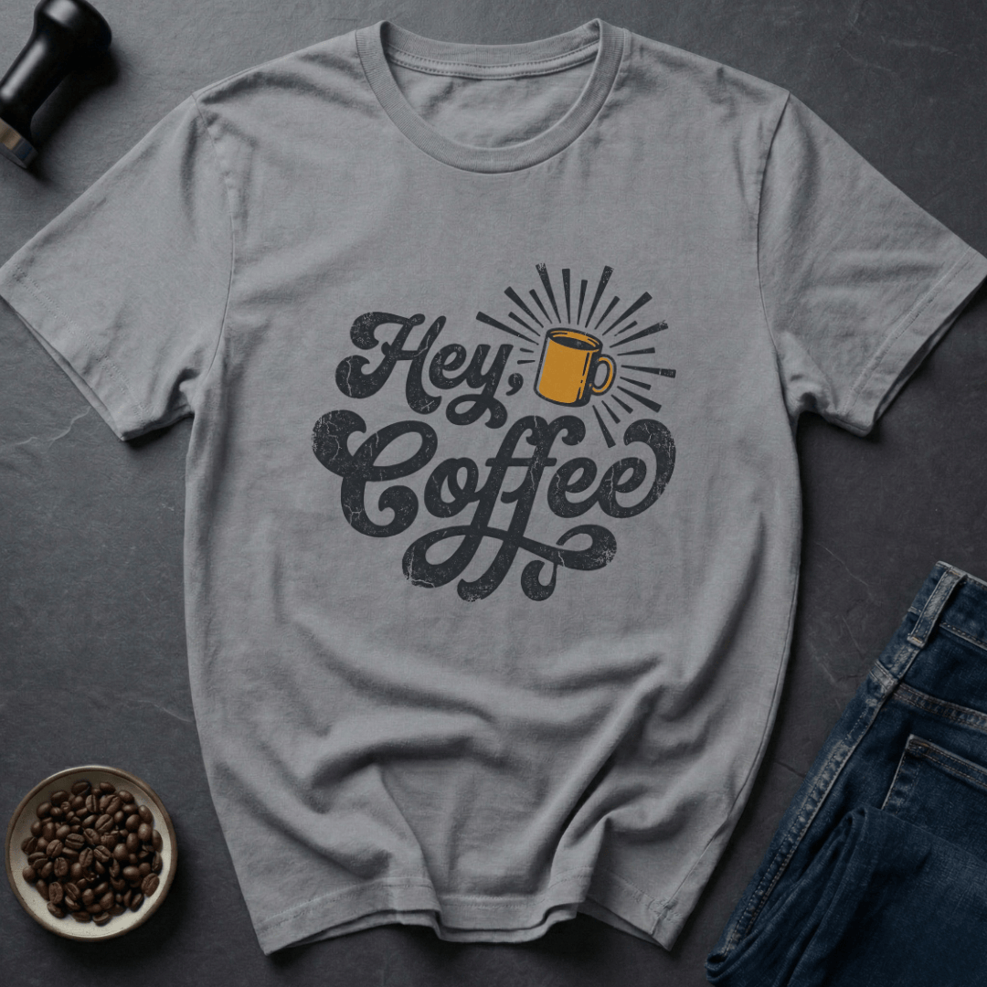 Coffee graphic Hey Coffee T-Shirt in Light Blue / S by Caffeine Dept