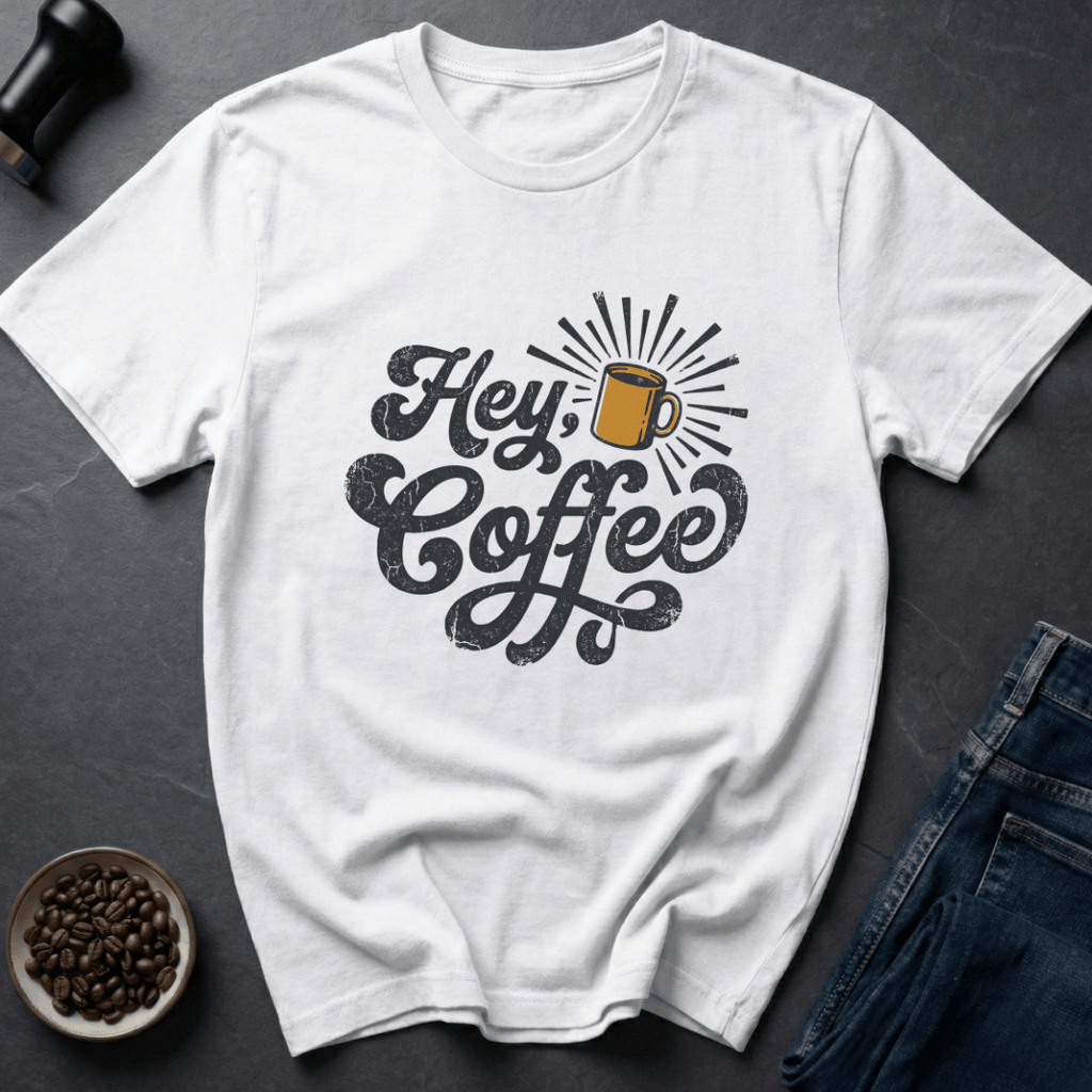 Coffee graphic Hey Coffee T-Shirt in Light Blue / S by Caffeine Dept