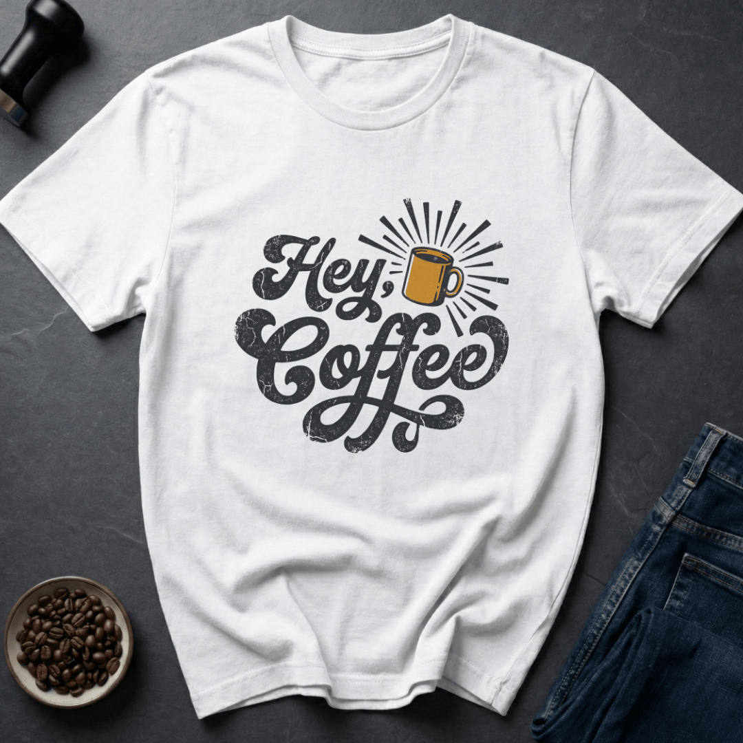 Coffee graphic Hey Coffee T-Shirt in Light Blue / S by Caffeine Dept