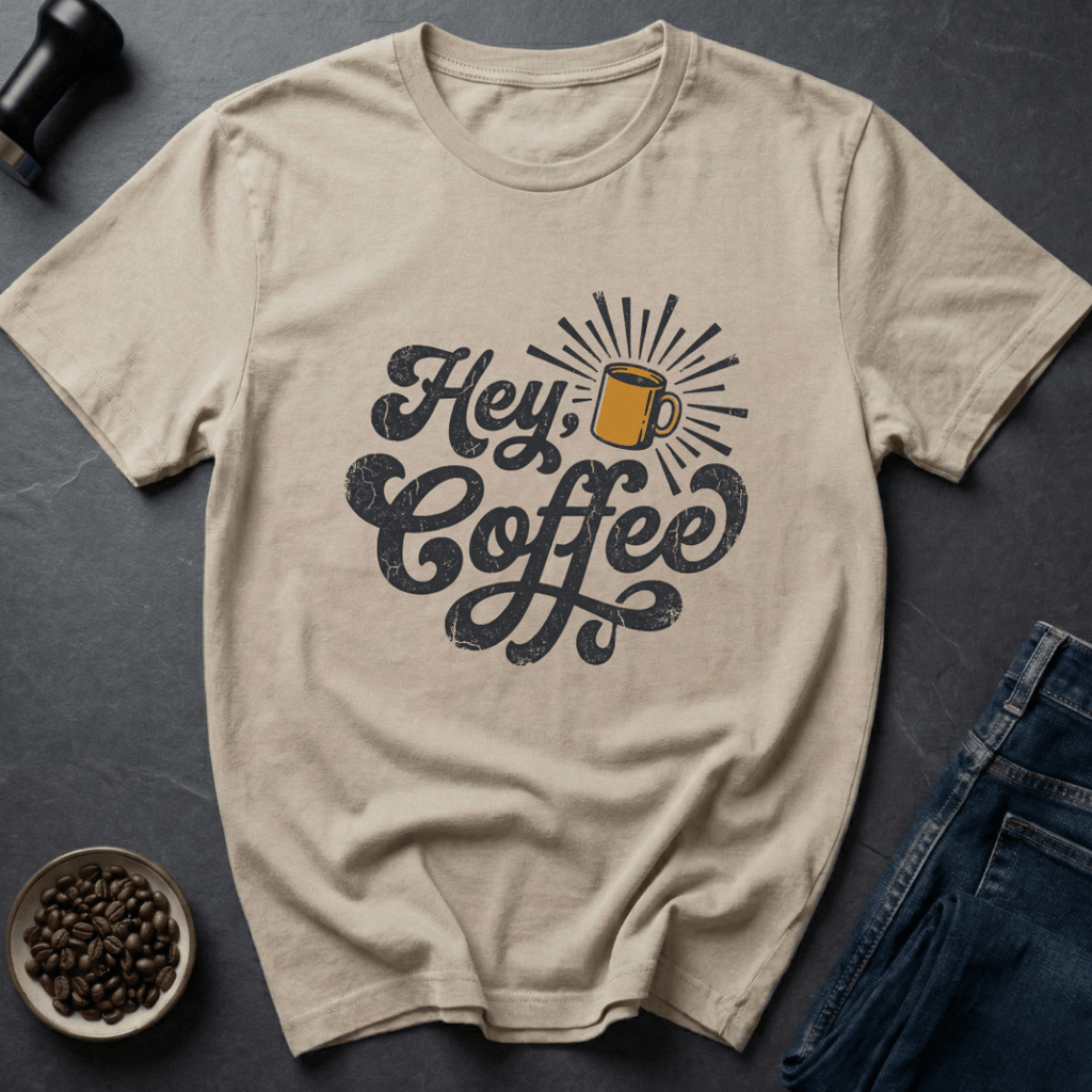 Coffee graphic Hey Coffee T-Shirt in Light Blue / S by Caffeine Dept