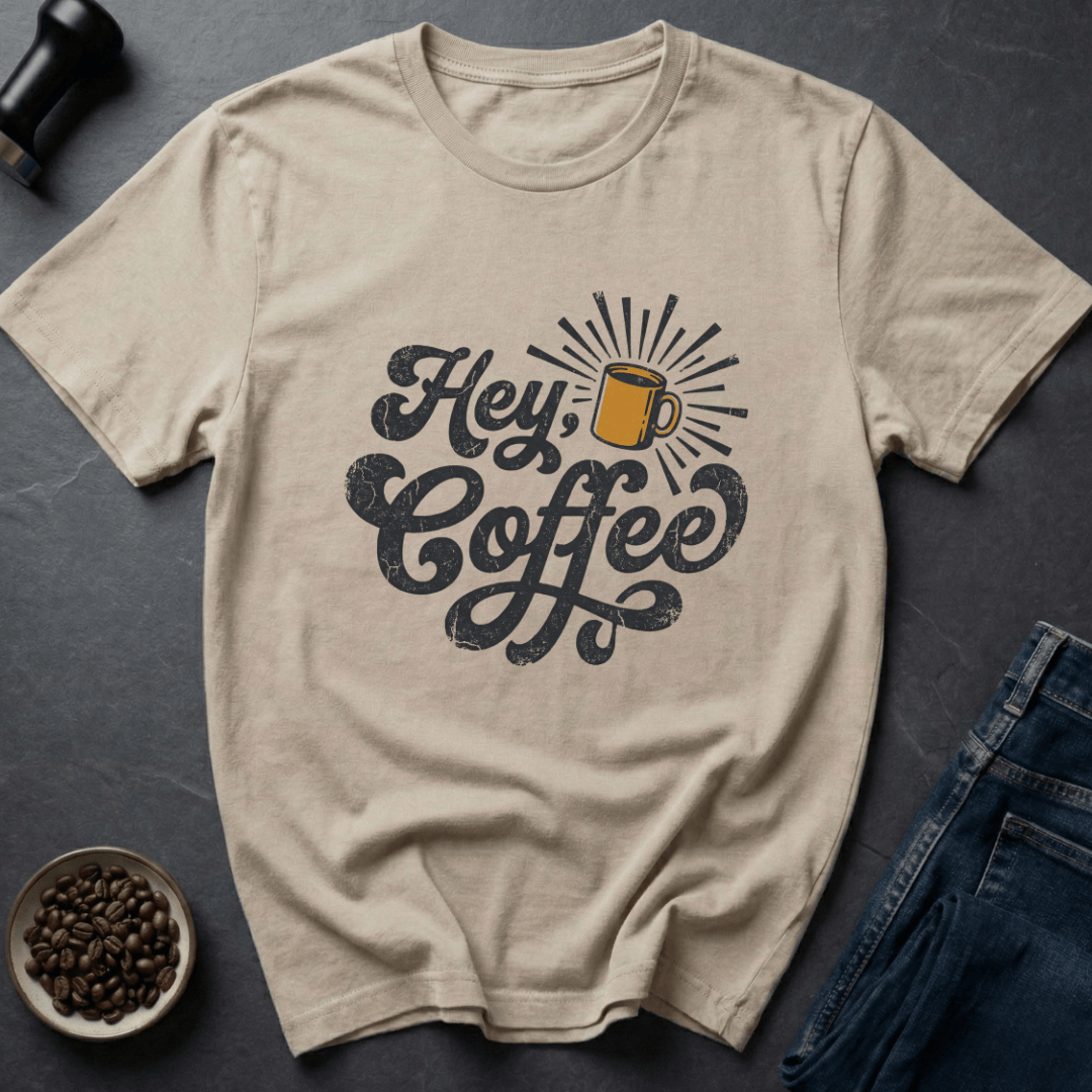 Coffee graphic Hey Coffee T-Shirt in Light Blue / S by Caffeine Dept