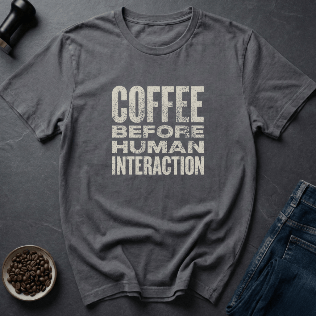 Coffee graphic Human Loading T-Shirt in Charcoal / S by Caffeine Dept