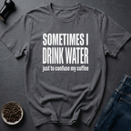 Coffee graphic Hydration Prank T-Shirt in Charcoal / S by Caffeine Dept
