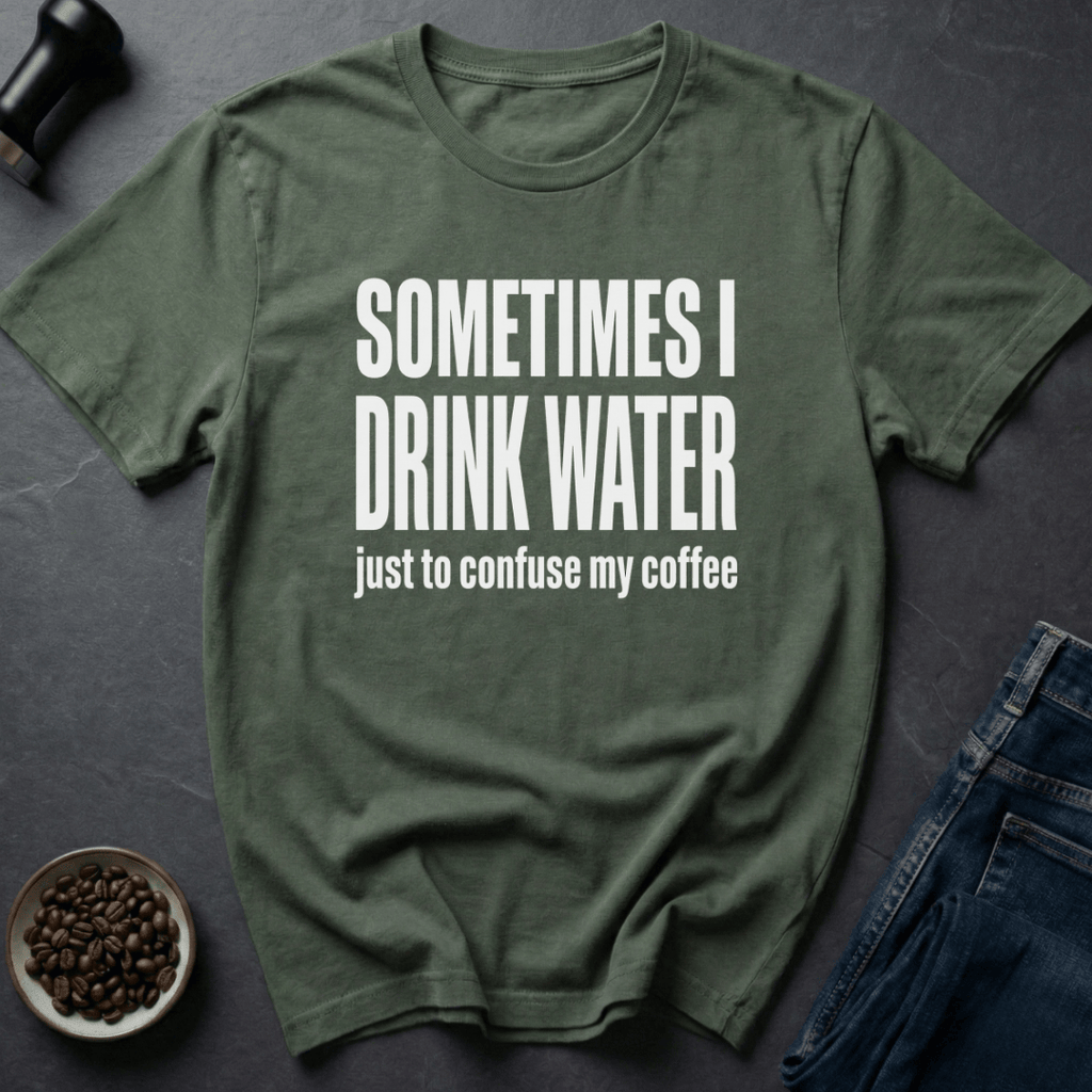 Coffee graphic Hydration Prank T-Shirt in Military Green / S by Caffeine Dept