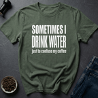 Coffee graphic Hydration Prank T-Shirt in Military Green / S by Caffeine Dept